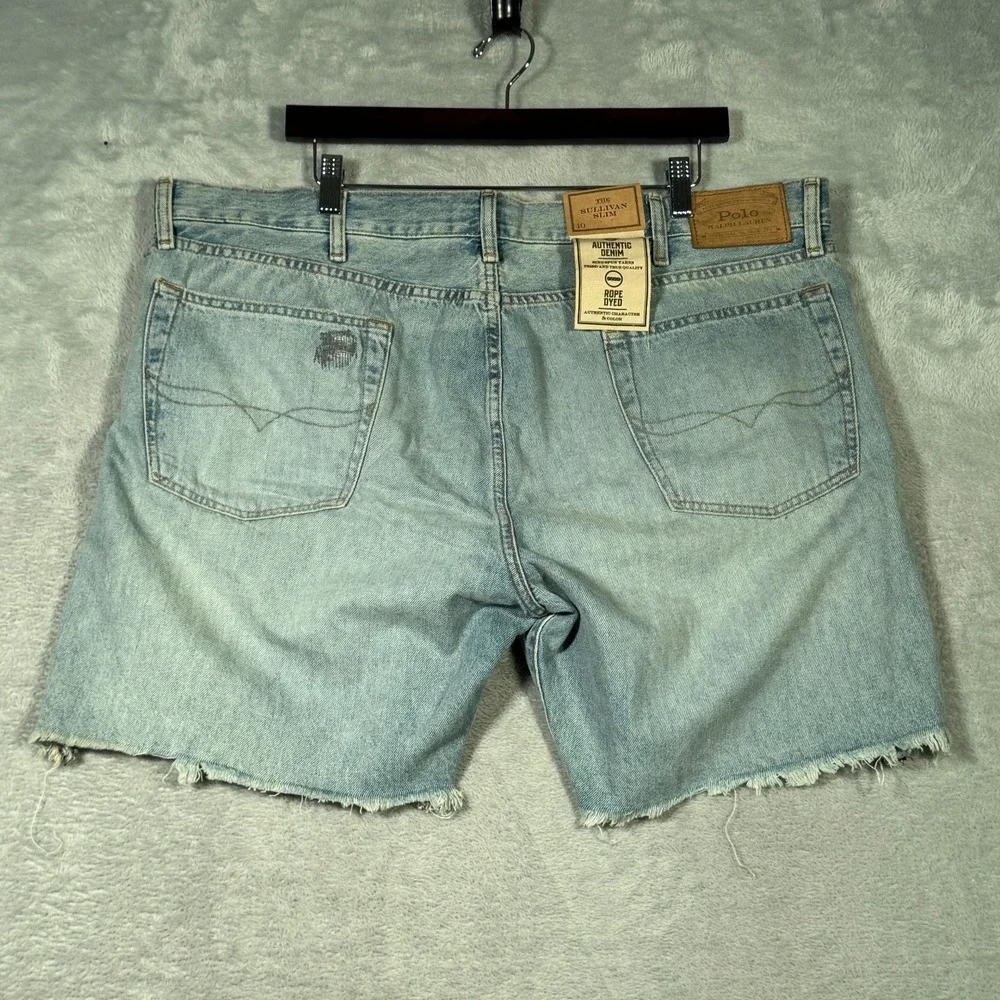 Ralph Lauren Jean Shorts Mens 40 Blue Patchwork Distressed Cutoff Sullivan Jorts